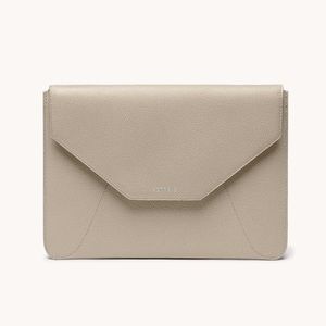 NWT Senreve Mini Envelope Sleeve Pebbled in Sand/Silver